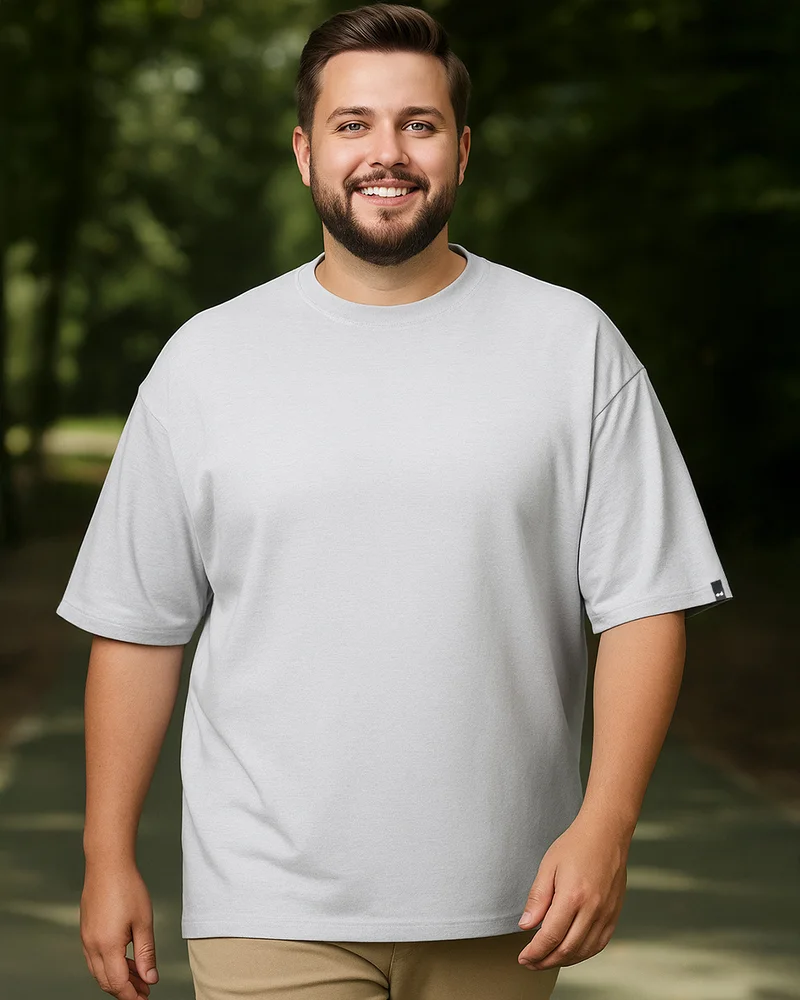 بيواكوف Men's Vapour Blue Oversized Plus Size T-shirt